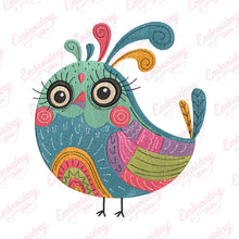 Elegant Colorful Bird Embroidery Design