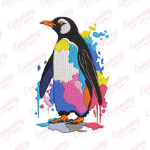 Watercolor Artistic Penguin Embroidery Design