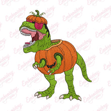 T-rex Dinosaur In Pumpkin Halloween Embroidery Design