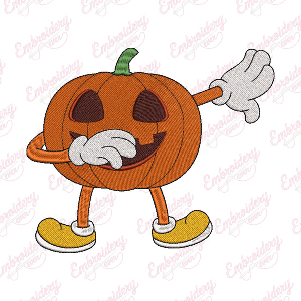 Dabbing Pumpkin Funny Halloween Embroidery Design