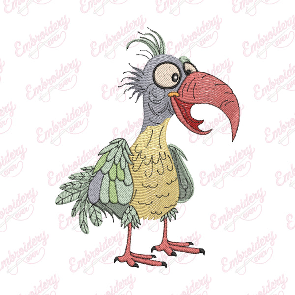 Whimsical Crazy Bird Machine Embroidery Pattern