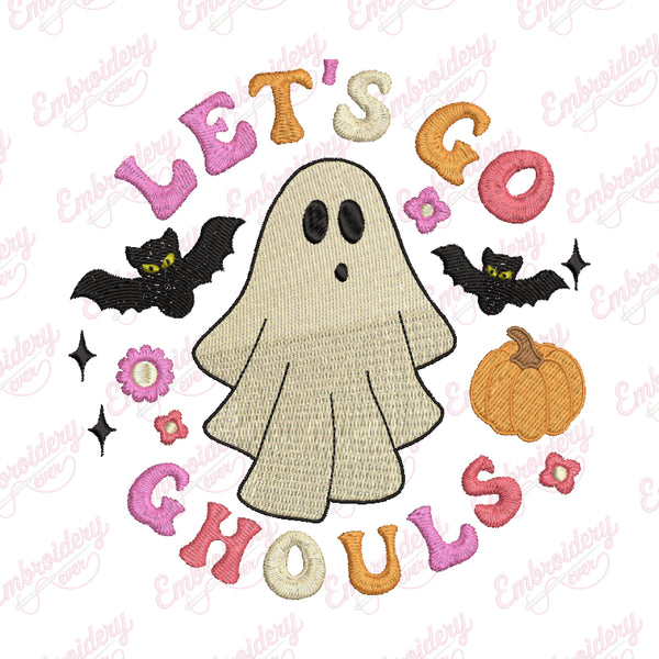 Let's Go Ghouls Halloween Embroidery Design