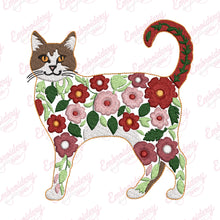 Tropical Flowers Cat Embroidery Design