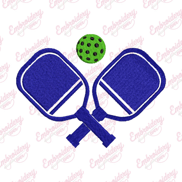 Pickleball and Bat Embroidery Design
