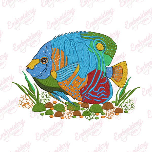 Ocean Fish Embroidery Design