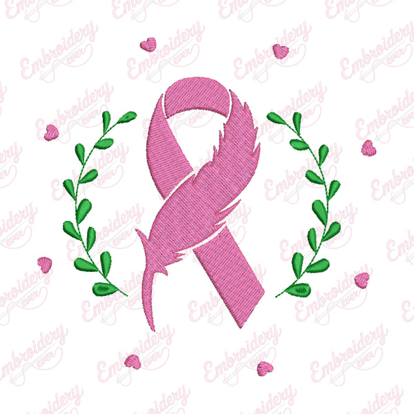 Breast Cancer Awareness Ribbon Embroidery Design
