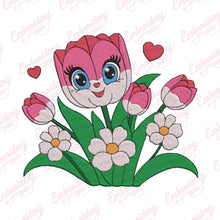 Happy Tulip Flower With Face Embroidery Design