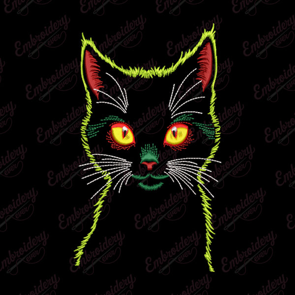 Cat Outline Art Embroidery Design