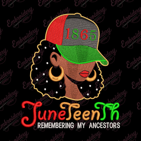 Juneteenth Afro Woman Embroidery Design