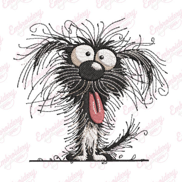 Crazy Frazzled Dog Clipart Embroidery Design