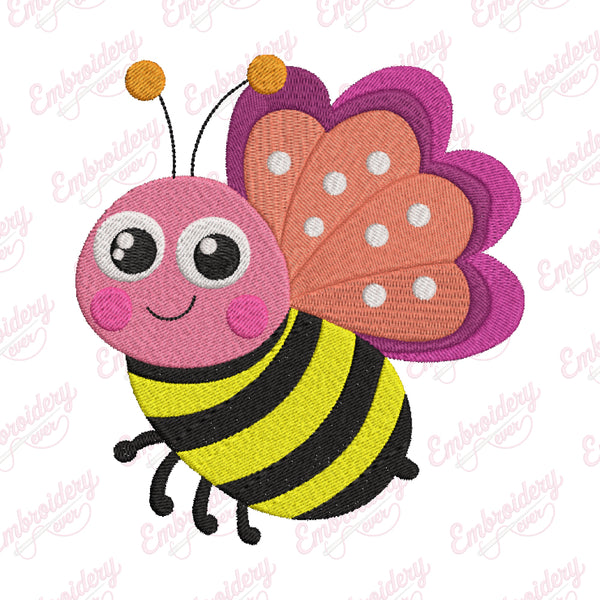Funny Bee Embroidery Design
