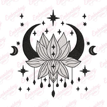 Moon and Lotus Yoga Embroidery Design