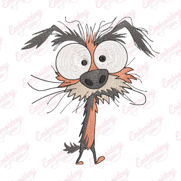 Elegant Crazy Dog Embroidery Design
