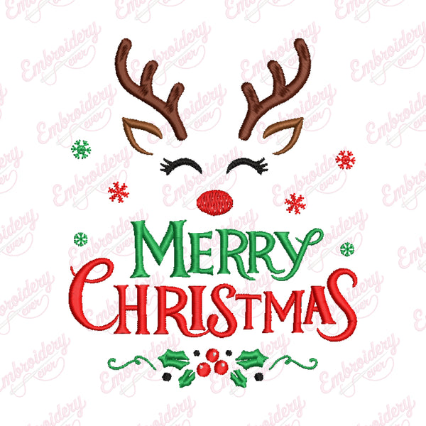 Festive Christmas Reindeer Antlers Embroidery Design