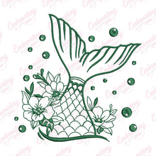 Mermaid Tail With Flower Embroidery Design