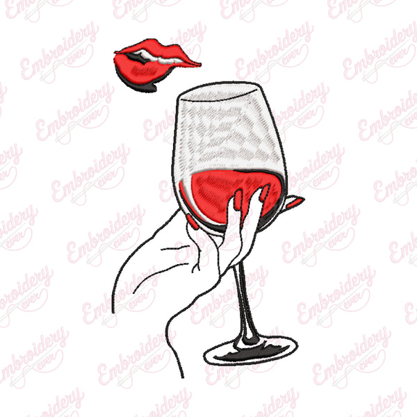 Wine Lover Embroidery Design