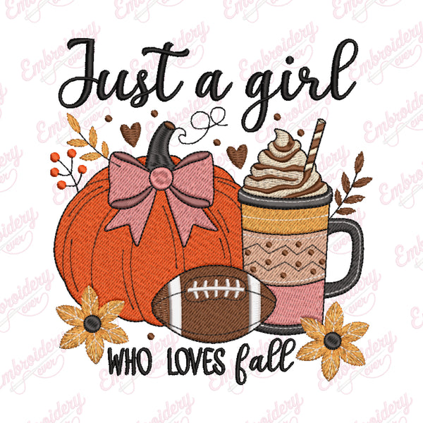 Just A Girl Who Loves Fall Embroidery Design
