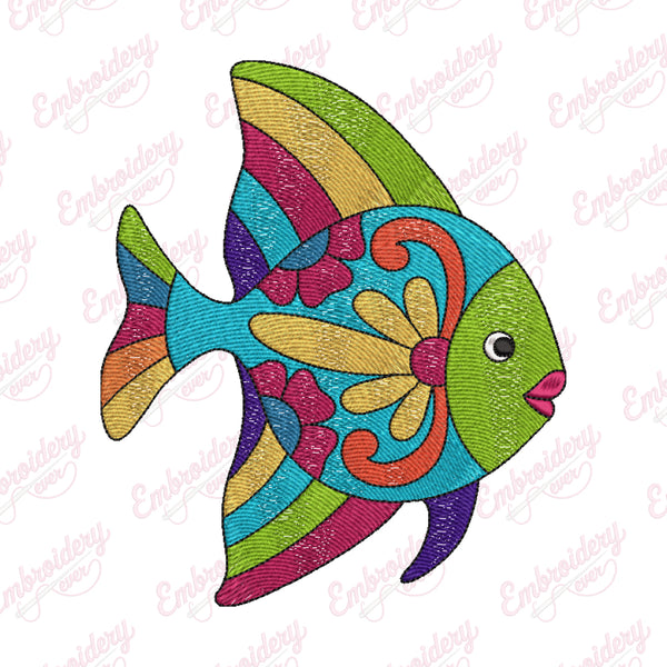 Colorful Ocean Fish Embroidery Design