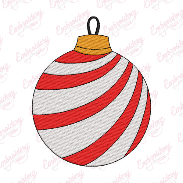 Red and White Christmas Ball Embroidery Design
