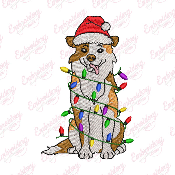 Australian Shepherd Christmas Dog Embroidery Design