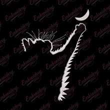 Cat Catches The Crescent Moon Embroidery Design