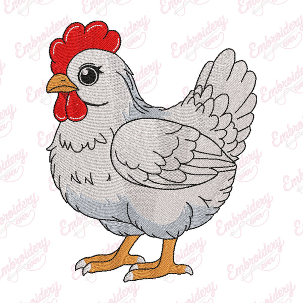 White Chicken Machine Embroidery Design