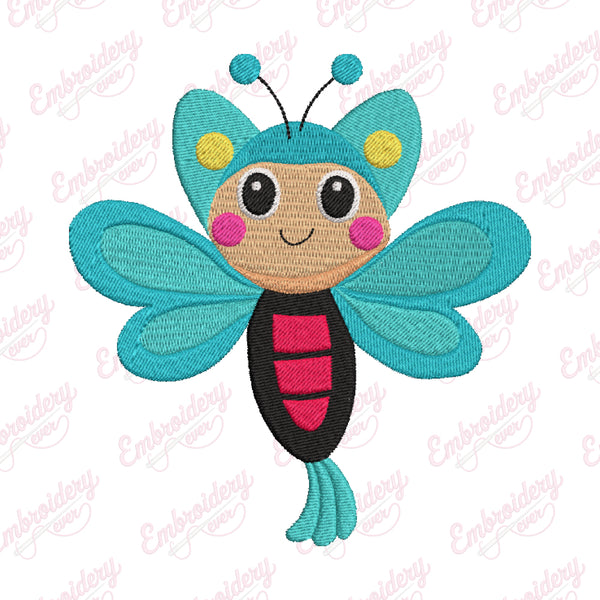 Funny Butterfly Embroidery Design