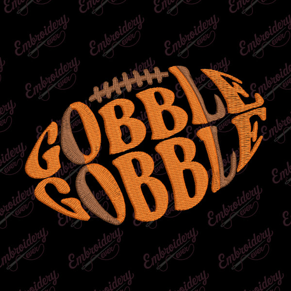 Thanksgiving Football Gobble Embroidery Design