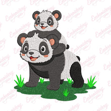 Cute Mother And Baby Panda Embroidery Design