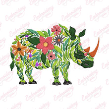 Beautiful Flower Rhino Embroidery Design