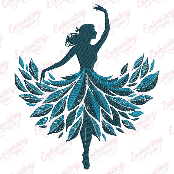 Floral Dancing Girl Embroidery Design