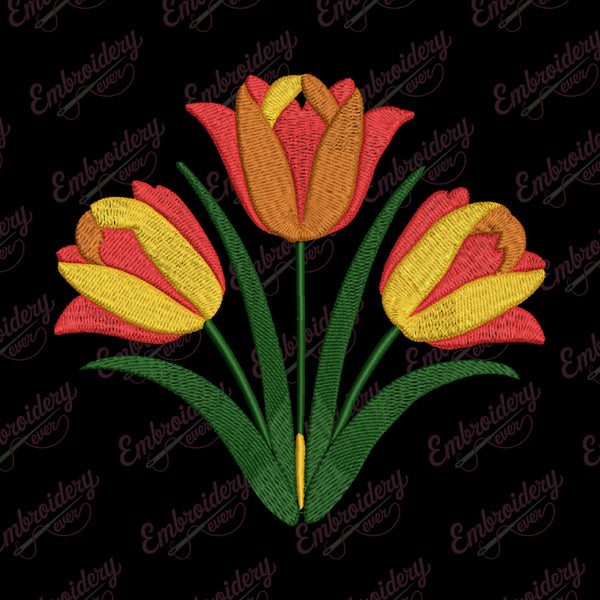 Spring Tulip Machine Embroidery Design
