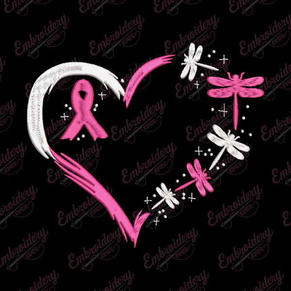Dragonfly Dreams Supporting Breast Cancer Embroidery Design