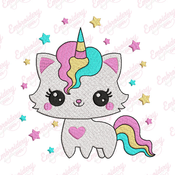 Caticorn Funny Cat Unicorn Embroidery Design