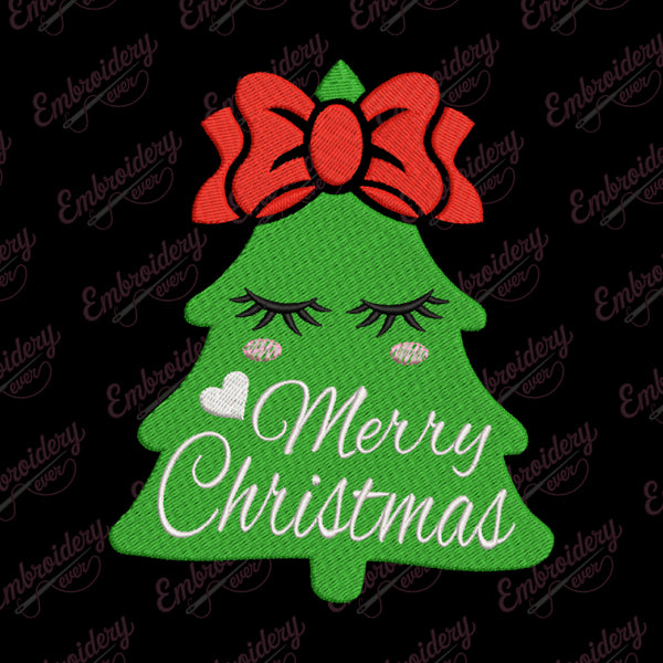 Girl Christmas Tree Embroidery Design