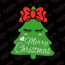 Girl Christmas Tree Embroidery Design