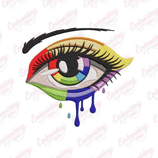 Rainbow Colors Eye Embroidery Design