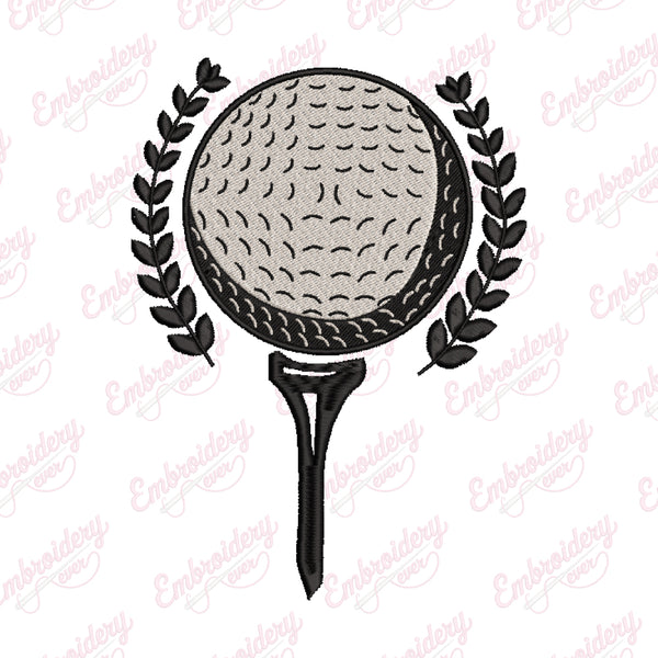 Golf Ball With Laurel Wreath Embroidery Design
