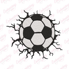 Soccer Ball Coming in Cracked Wall Embroidery Design