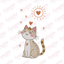 Colorful Cute Cat Embroidery Design