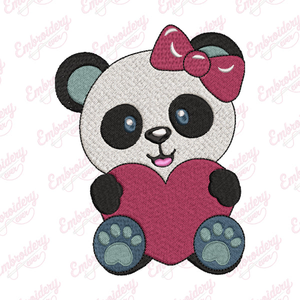 Cute Panda Girl Embroidery Design