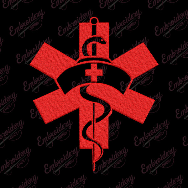 Star of Life Nursing Embroidery Design