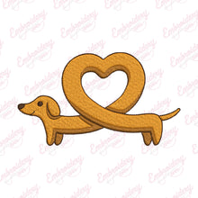 Heart Shaped Dachshund Dog Embroidery Design