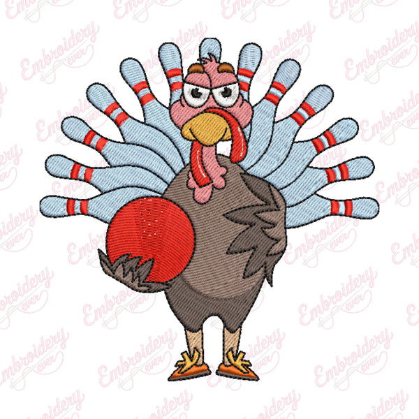 Thanksgiving Turkey Bowling Ball Embroidery Design