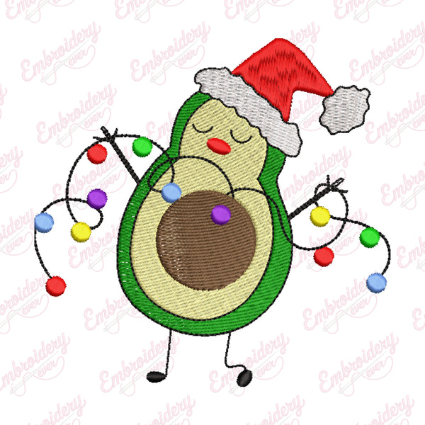 Christmas Avocado Cheer Embroidery Design