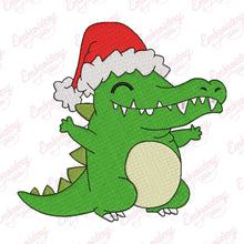 Christmas Crocodile Alligator With Santa Hat Embroidery Design