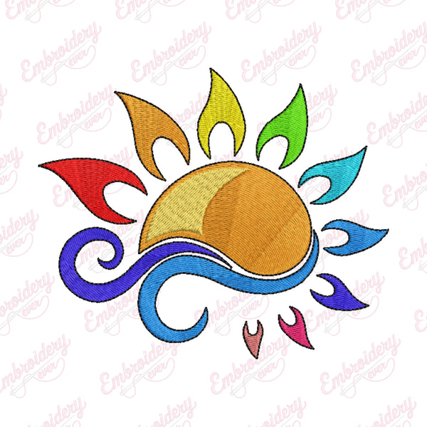 Colorful Sun Embroidery Design