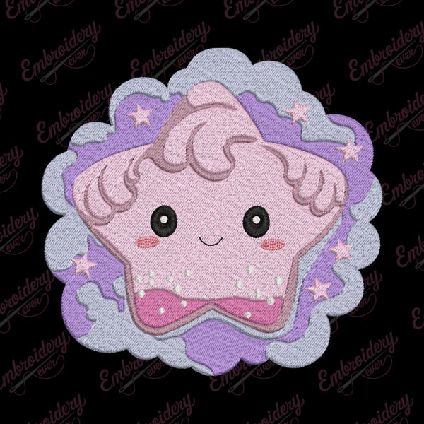 Pastel Star Cloud Embroidery Design