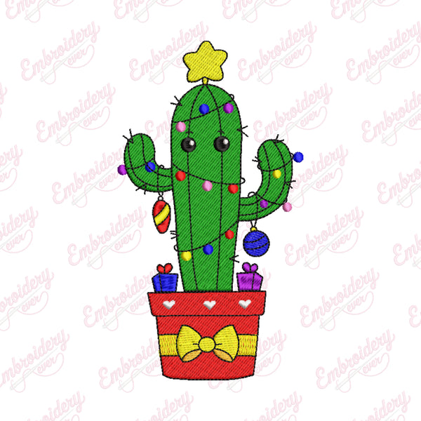 Christmas Cactus Delight Embroidery Design