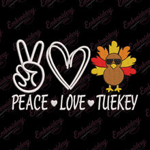 Peace Love Turkey Thanksgiving Embroidery Design